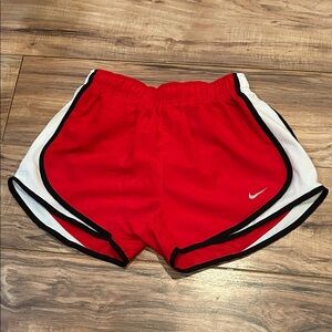 Nike Women's Red and White Athletic Shorts